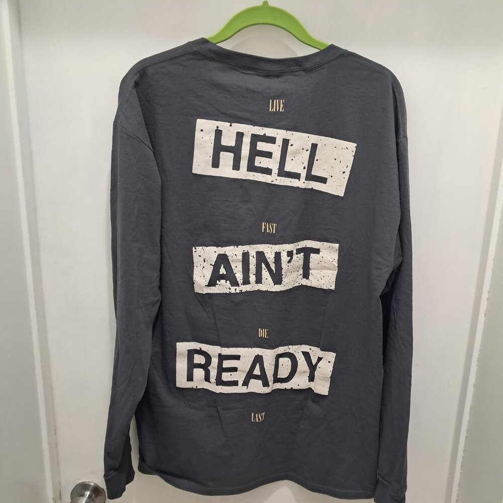 🔥  Fashion Nova "Hell Aint Ready" Graphic Long Sleeve - Char - Unisex – L